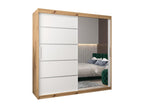 Sliding Door Wardrobe - Brown Engineered Wood, W 78.7 x D 24.4 x H 78.7 in