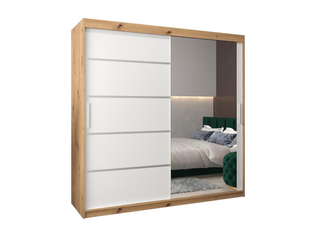 Sliding Door Wardrobe - Brown Engineered Wood, W 78.7 x D 24.4 x H 78.7 in