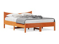 Bed Frame with Mattress - Brown Wood, W 77 x D 49.4 x H 29.1 in