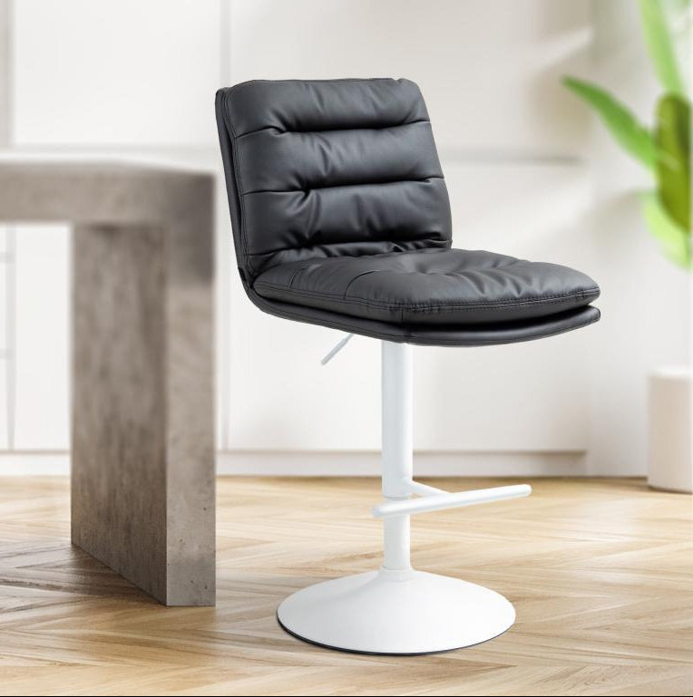 Bar Stool - Black Faux Leather, W 16.5 x D 22 x H 37 in