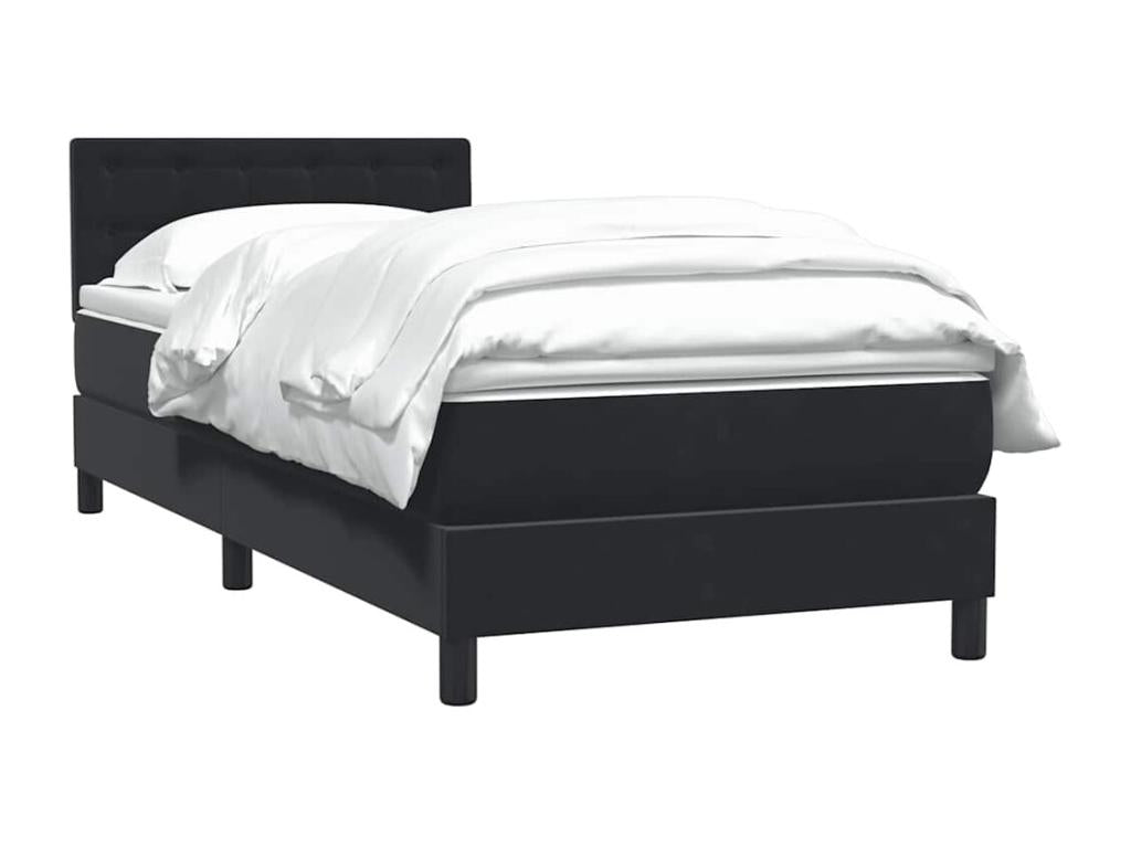 Bed Frame with Mattress - Black Velvet, W 83.9 x D 31.5 x H 34.6 in